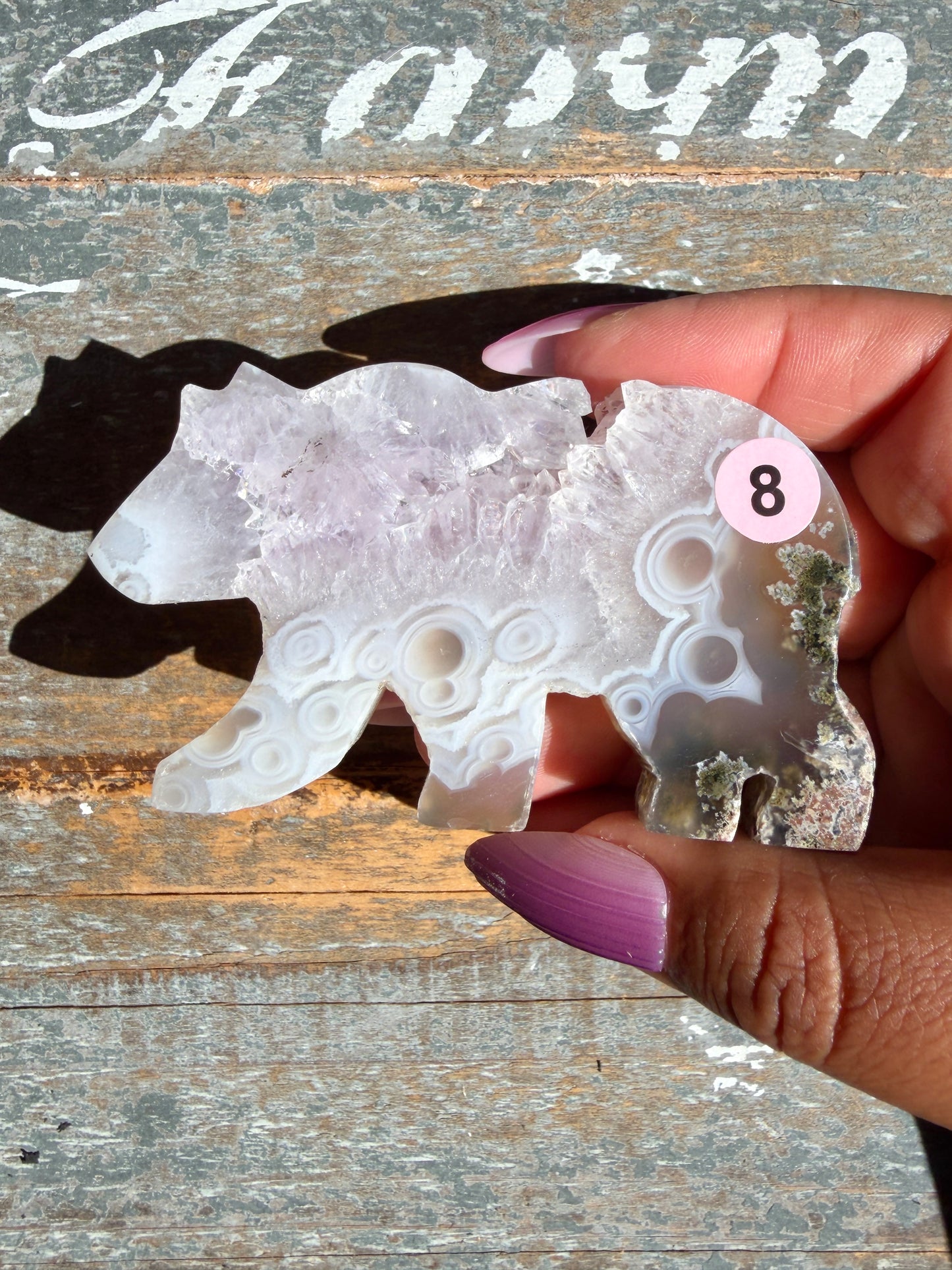 Gorgeous Indonesian Scenic Moss Agate BEAR Carving | Opt 8