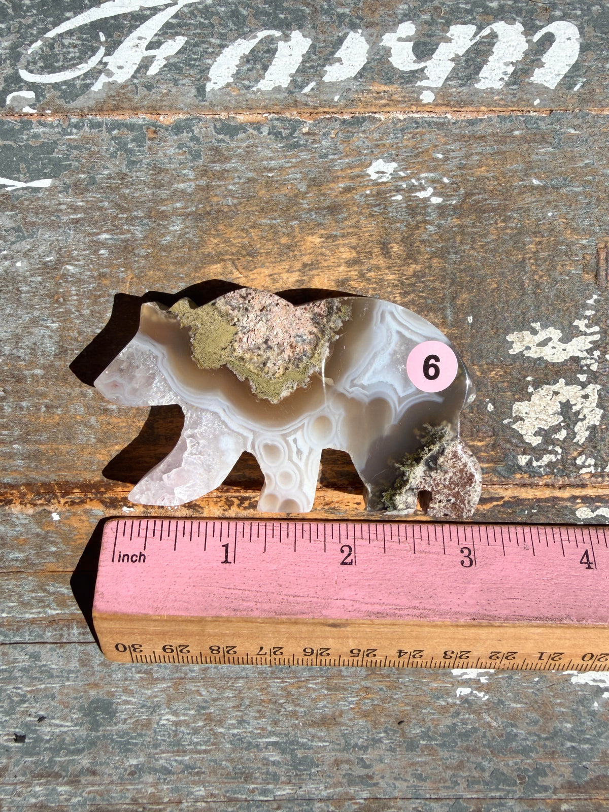 Gorgeous Indonesian Scenic Moss Agate BEAR Carving | Opt 6