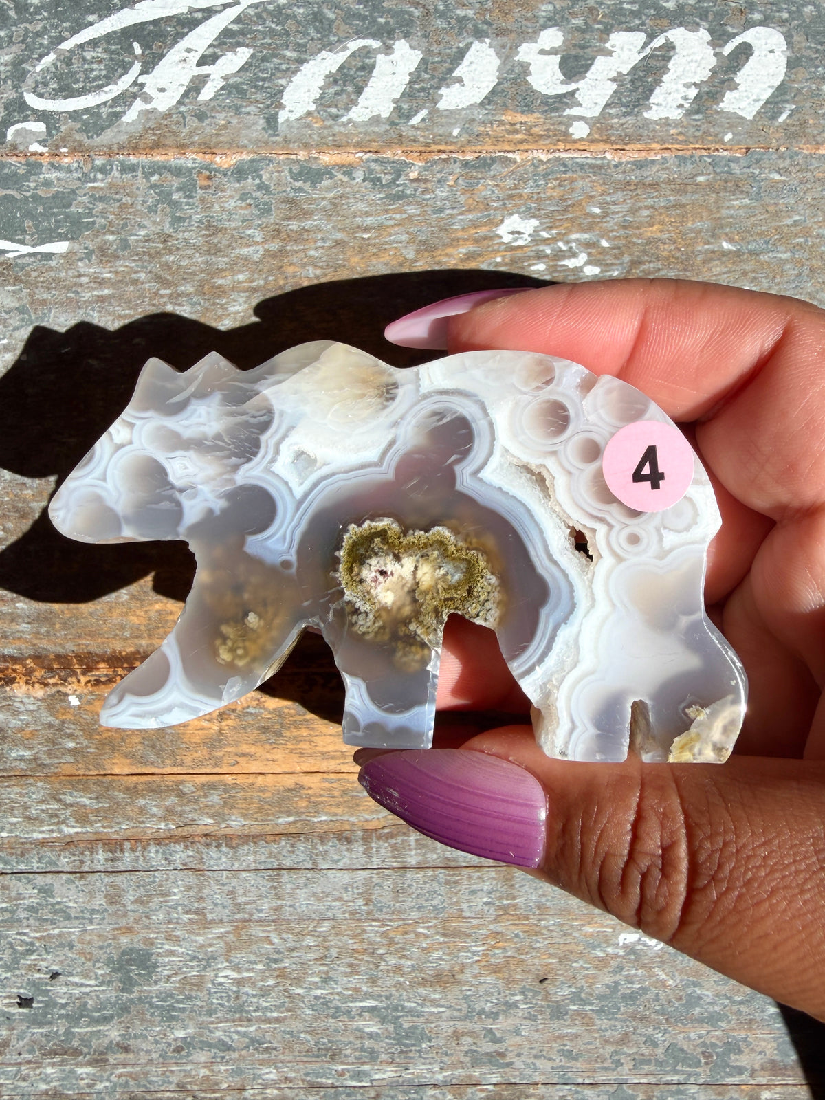 Gorgeous Indonesian Scenic Moss Agate BEAR Carving | Opt 4
