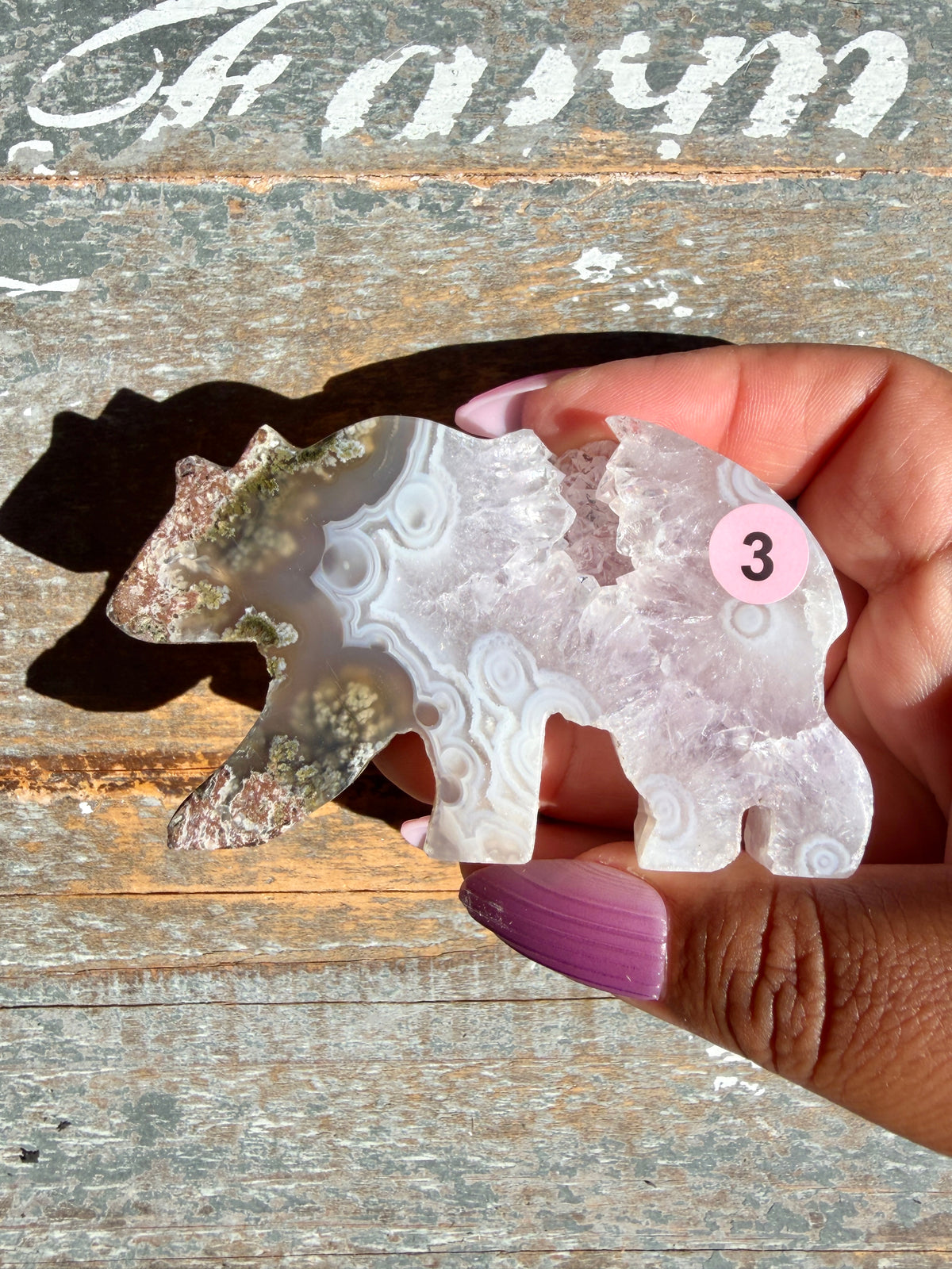 Gorgeous Indonesian Scenic Moss Agate BEAR Carving | Opt 3