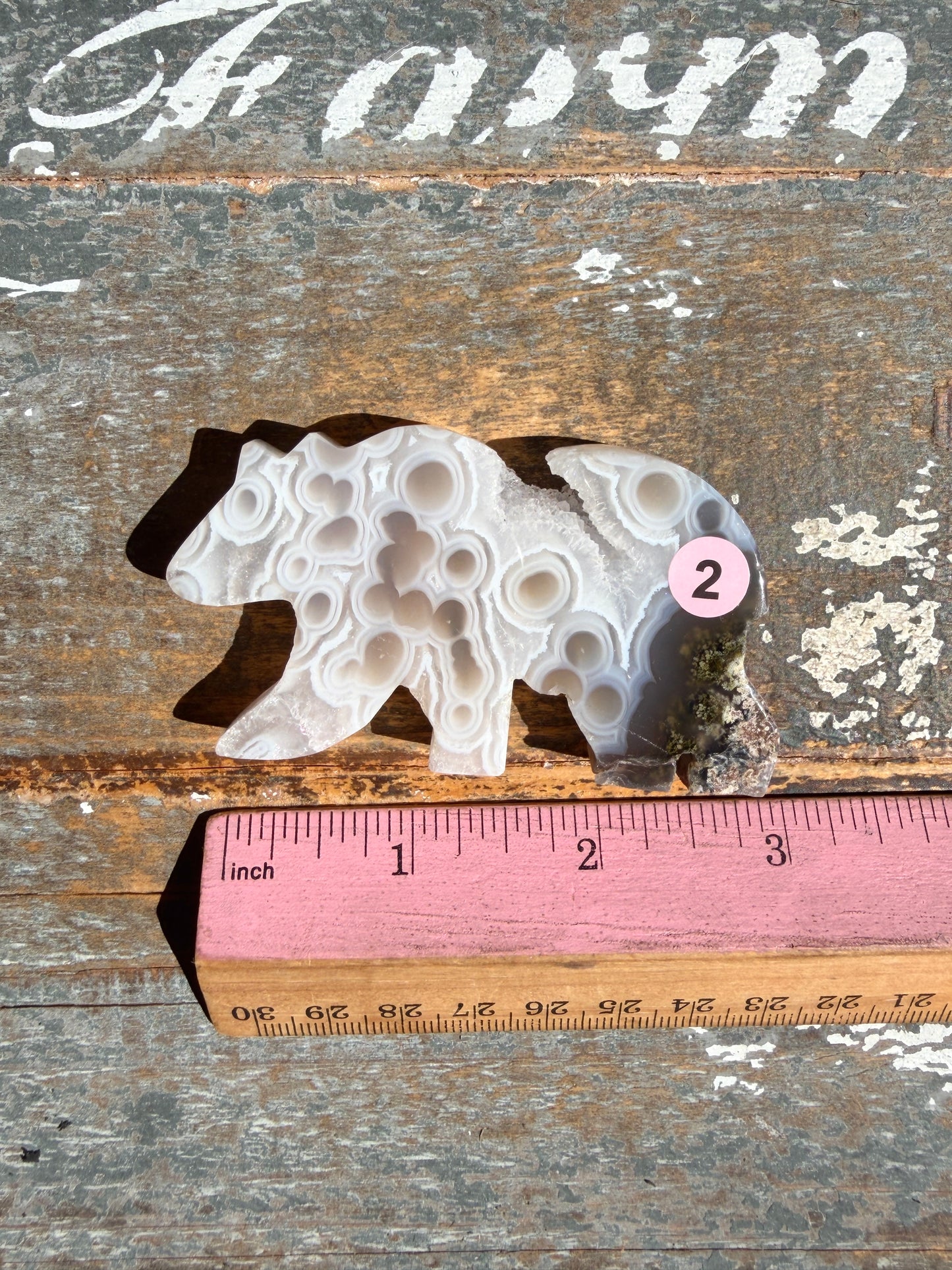 Gorgeous Indonesian Scenic Moss Agate BEAR Carving | Opt 2