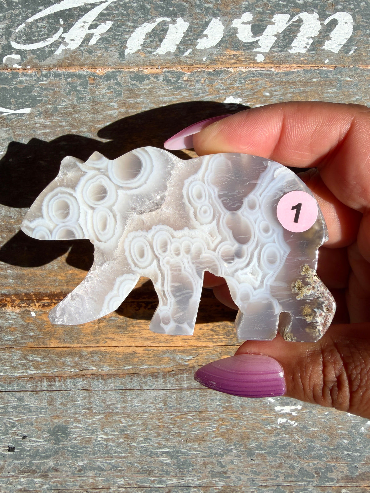 Gorgeous Indonesian Scenic Moss Agate BEAR Carving | Opt 1