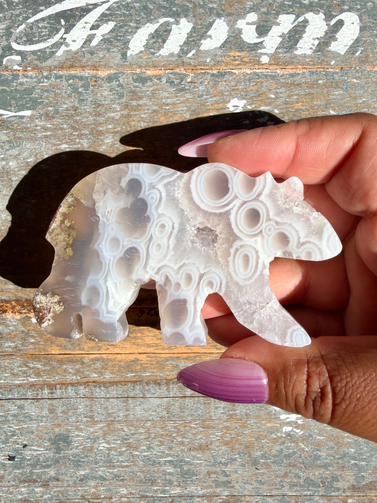 Gorgeous Indonesian Scenic Moss Agate BEAR Carving | Opt 1