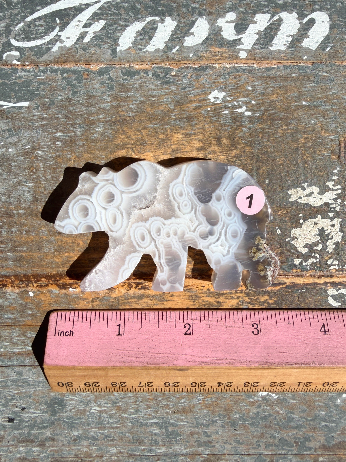 Gorgeous Indonesian Scenic Moss Agate BEAR Carving | Opt 1