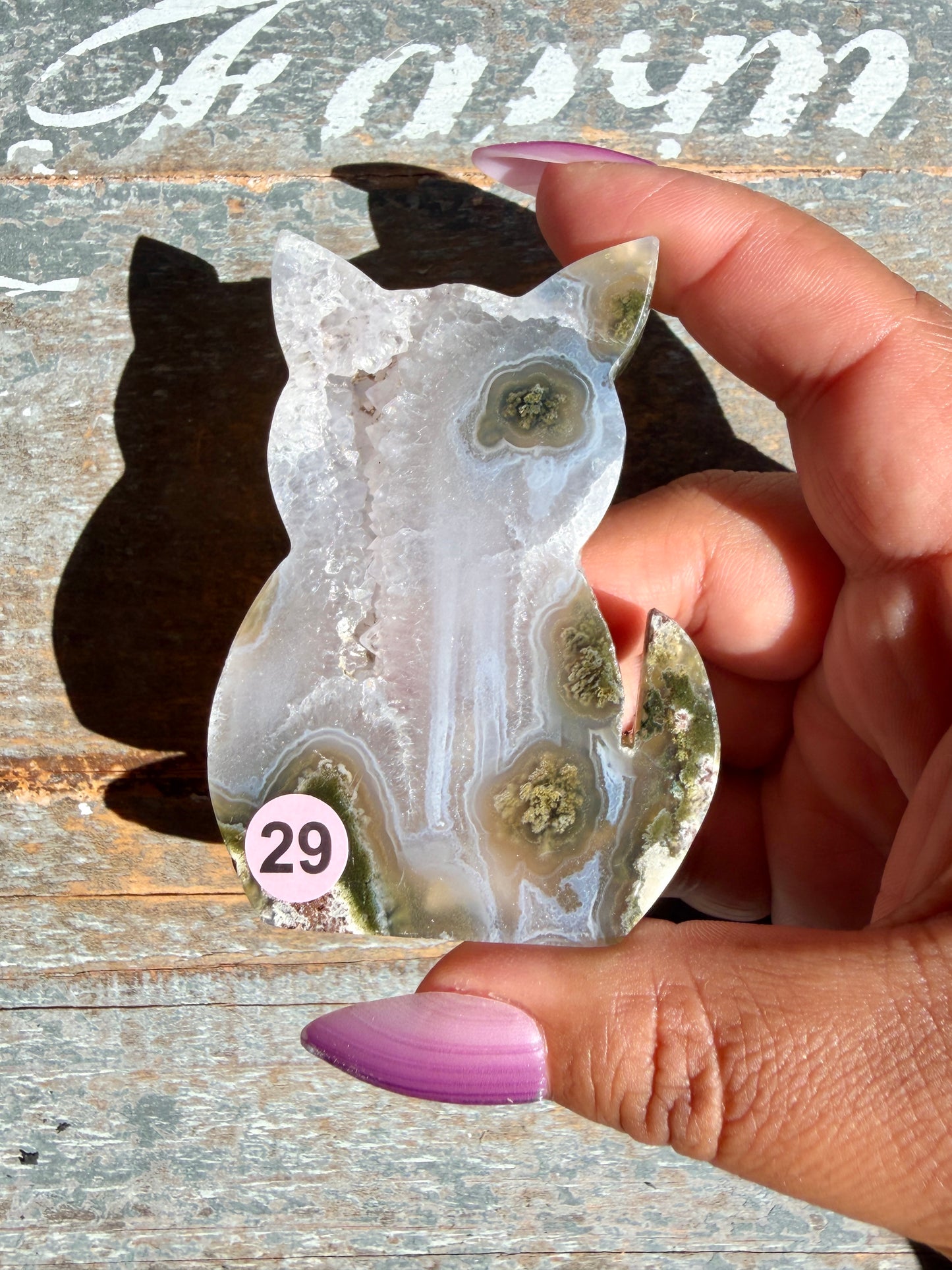 Gorgeous Indonesian Scenic Moss Agate CAT Carving | Opt 29