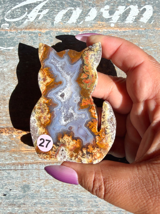 Gorgeous Indonesian Scenic Moss Agate CAT Carving | Opt 27