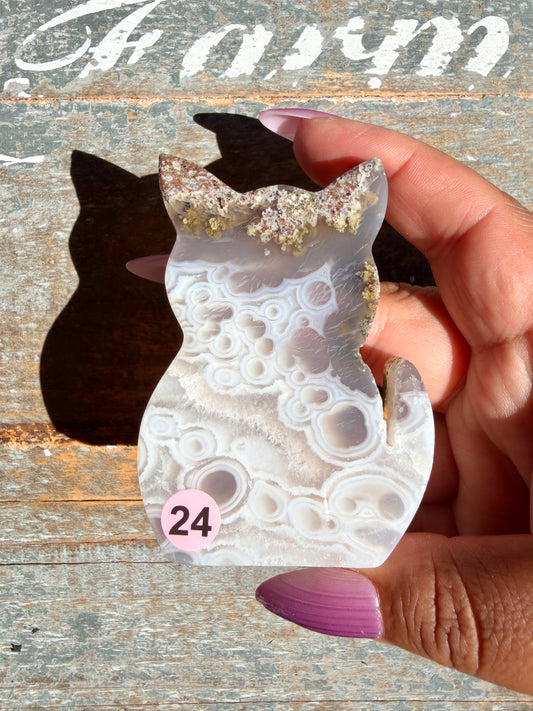 Gorgeous Indonesian Scenic Moss Agate CAT Carving | Opt 24