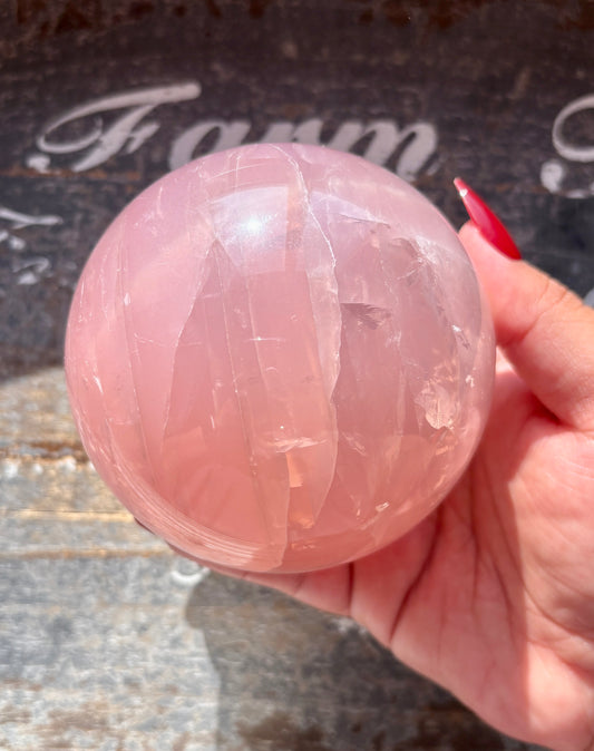 Gorgeous High Grade Juicy Dark Rose Quartz XL Sphere with Star Flash from Madagascar