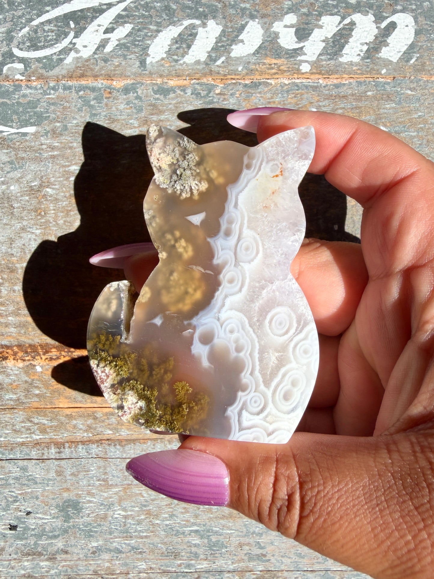 Gorgeous Indonesian Scenic Moss Agate CAT Carving | Opt 23