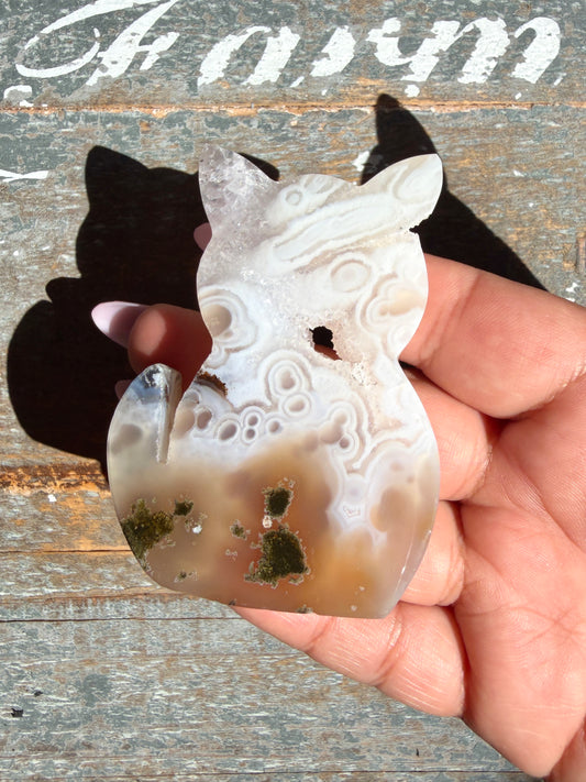 Gorgeous Indonesian Scenic Moss Agate CAT Carving | Opt 20