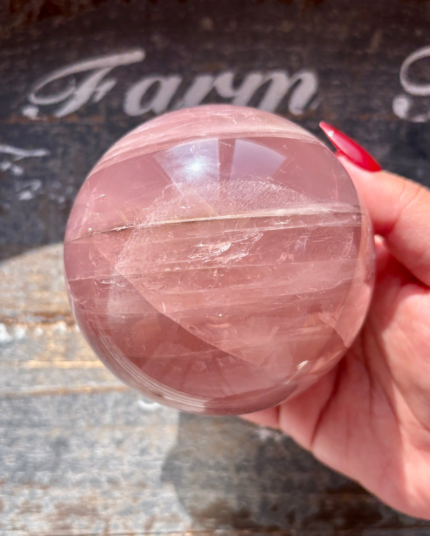 Gorgeous High Grade Juicy Dark Rose Quartz XL Sphere with Star Flash from Madagascar