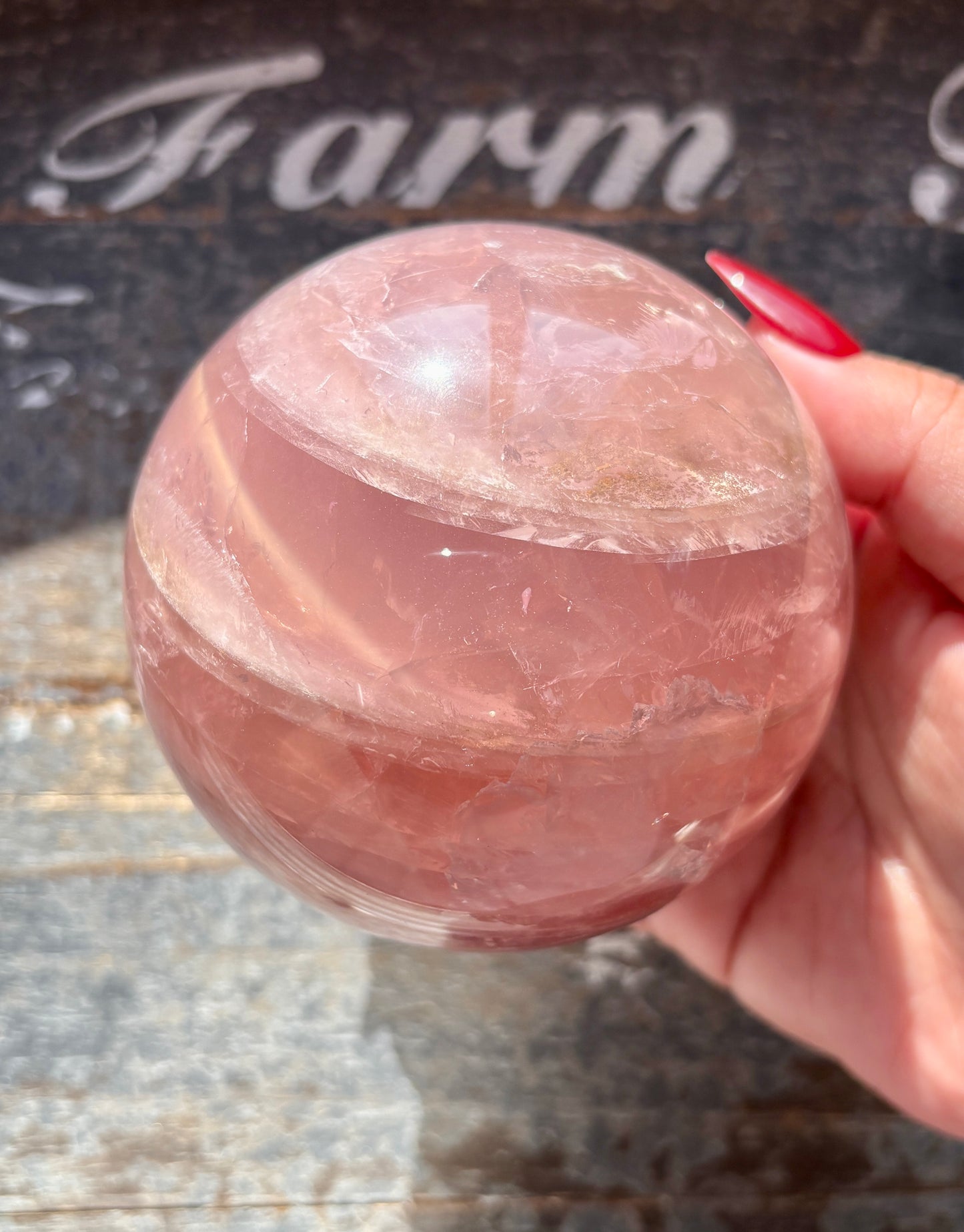 Gorgeous High Grade Juicy Dark Rose Quartz XL Sphere with Star Flash from Madagascar