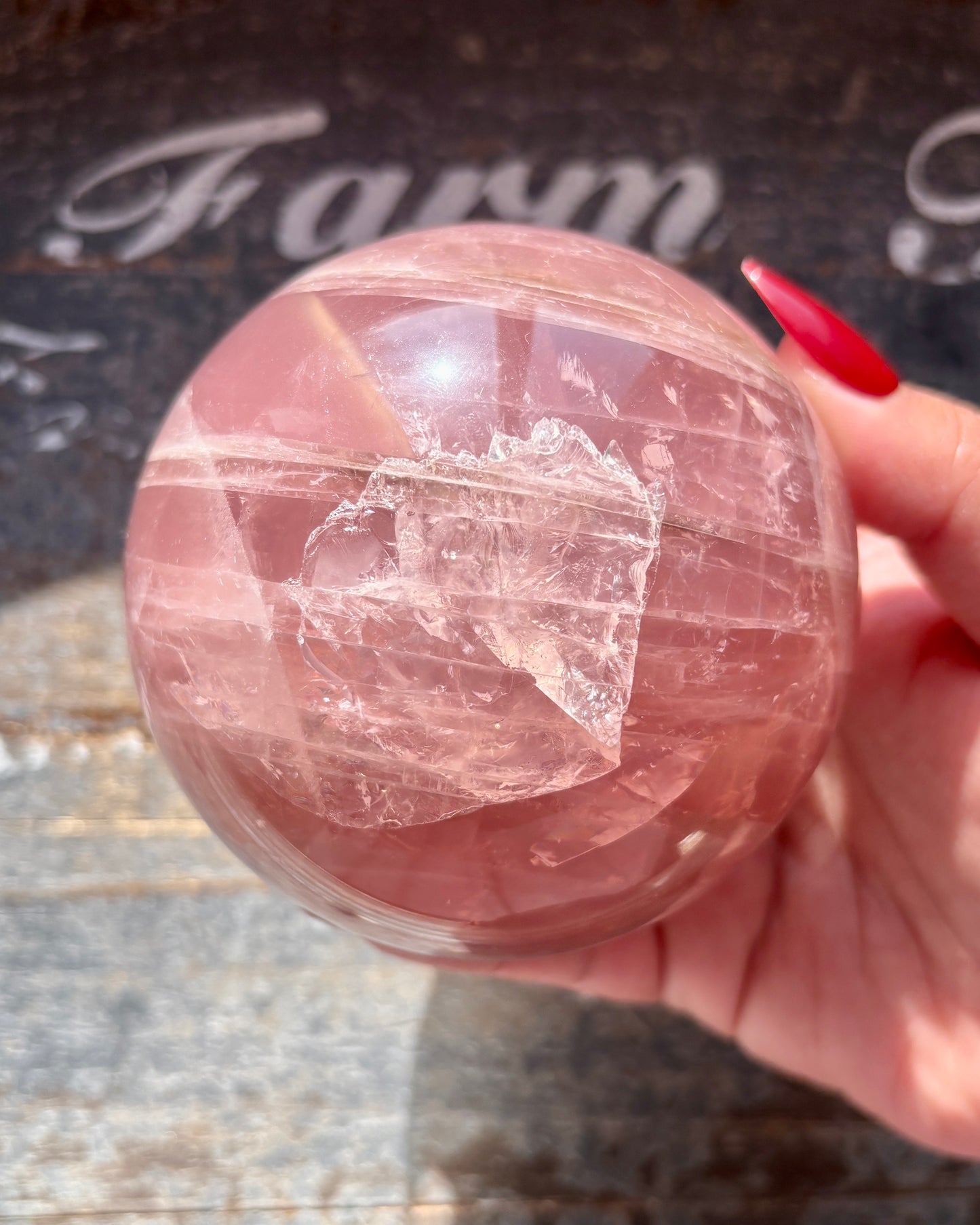 Gorgeous High Grade Juicy Dark Rose Quartz XL Sphere with Star Flash from Madagascar