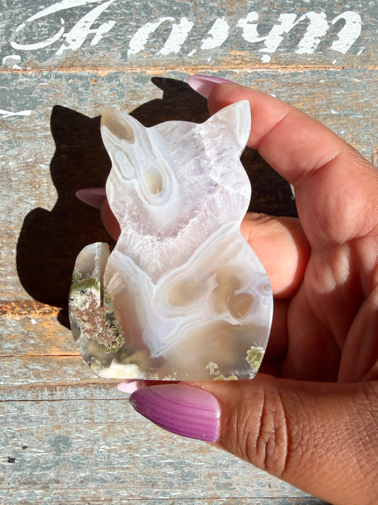 Gorgeous Indonesian Scenic Moss Agate CAT Carving | Opt 16