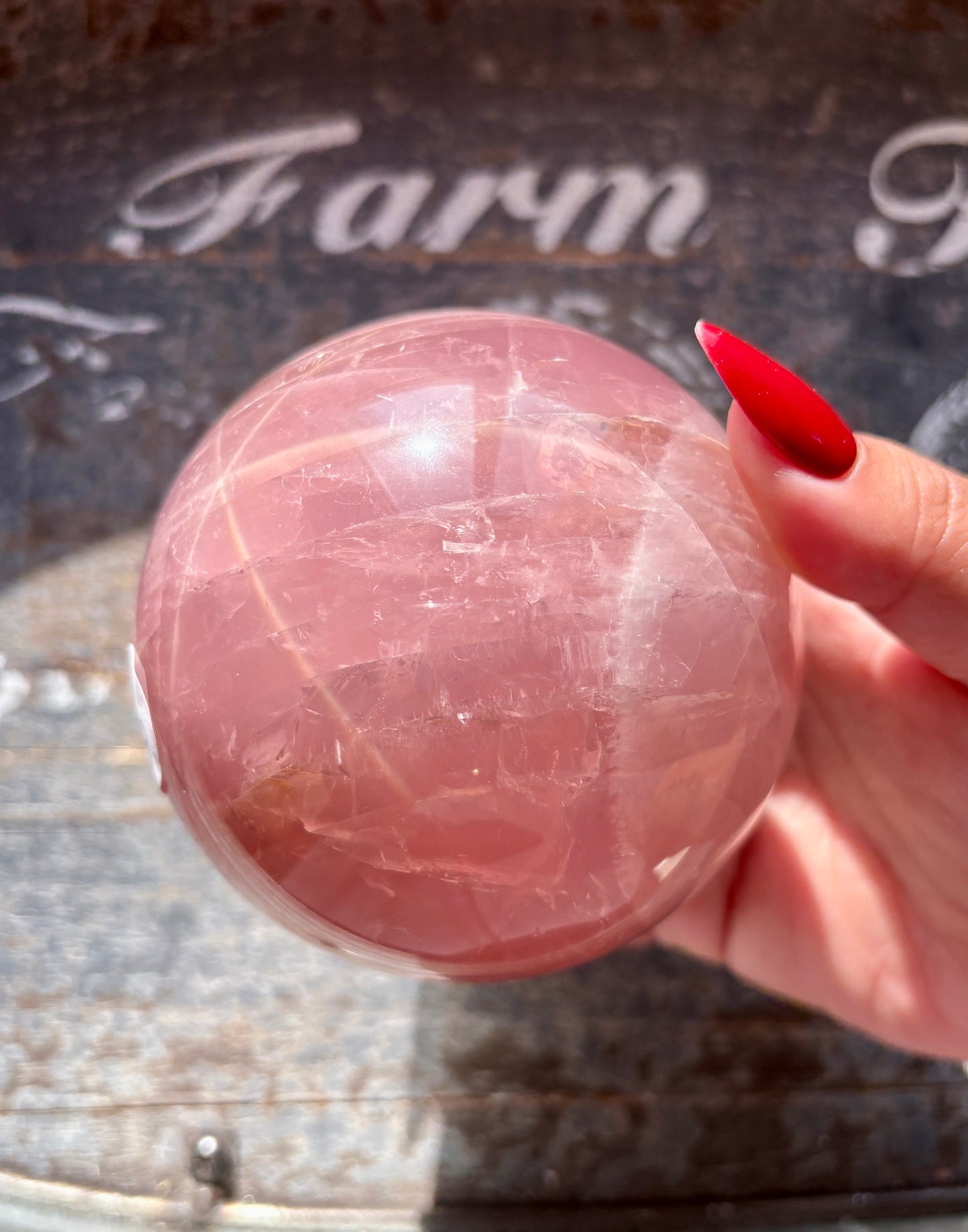 Gorgeous High Grade Juicy Dark Rose Quartz XL Sphere with Star Flash from Madagascar