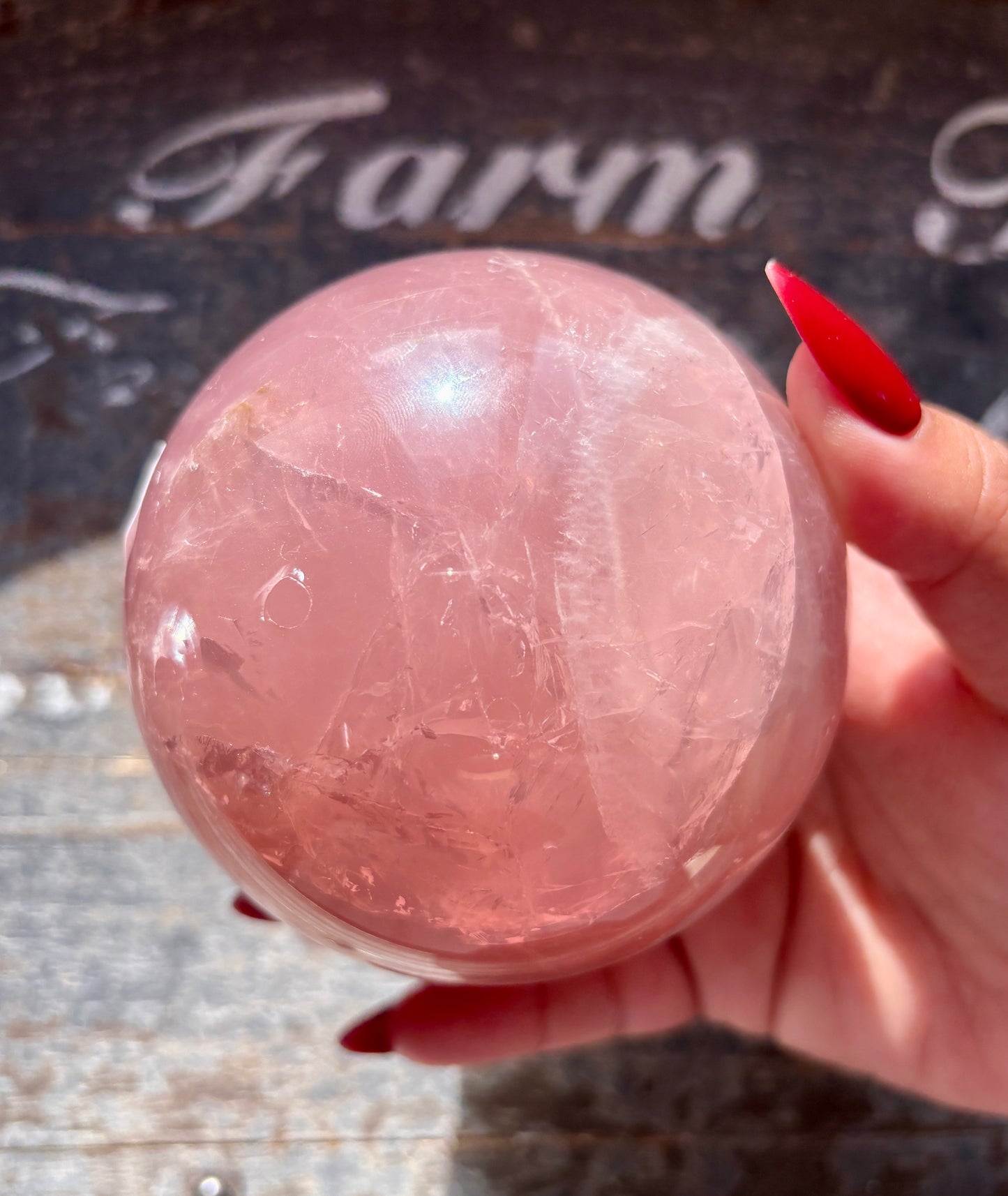 Gorgeous High Grade Juicy Dark Rose Quartz XL Sphere with Star Flash from Madagascar