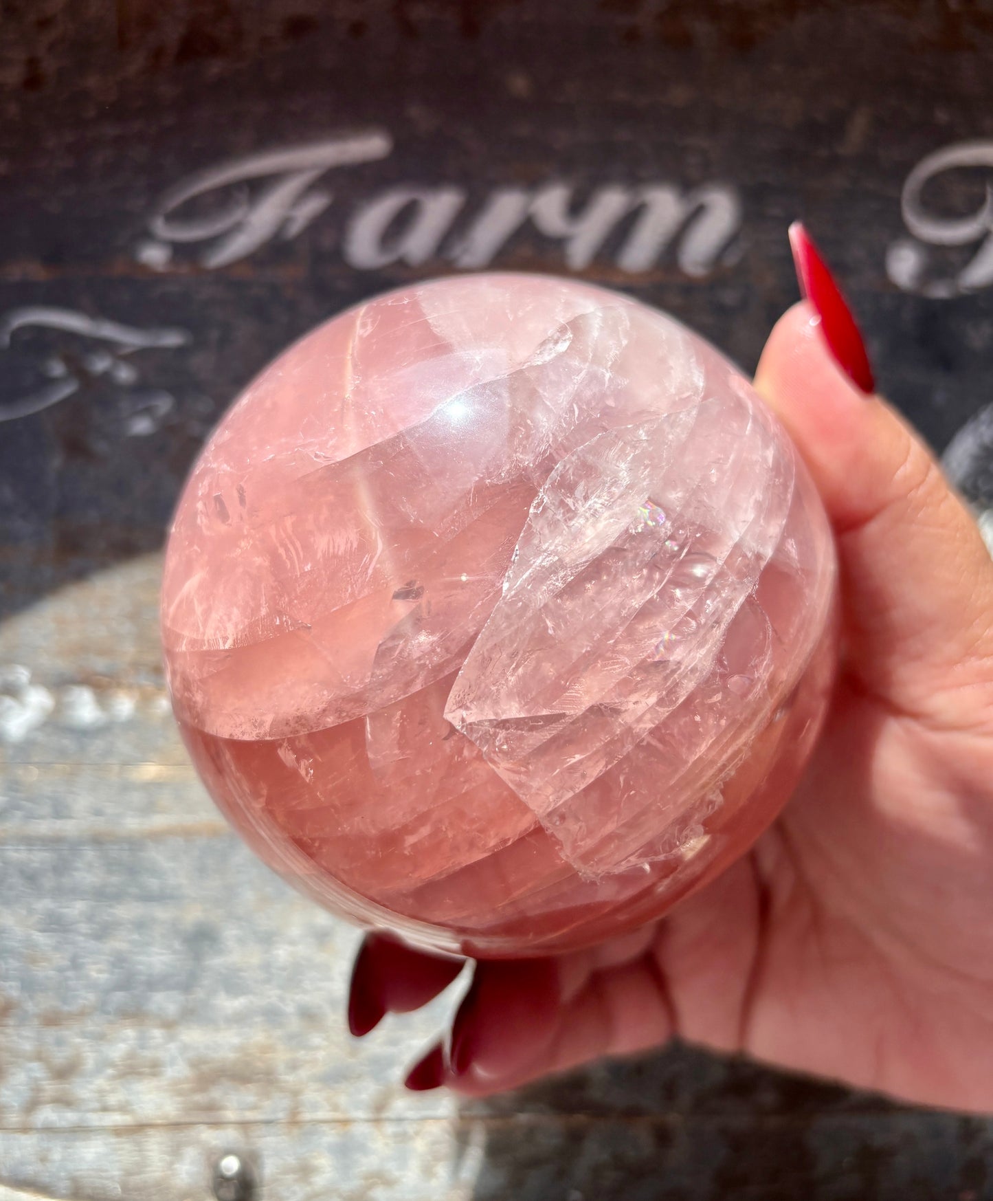 Gorgeous High Grade Juicy Dark Rose Quartz XL Sphere with Star Flash from Madagascar