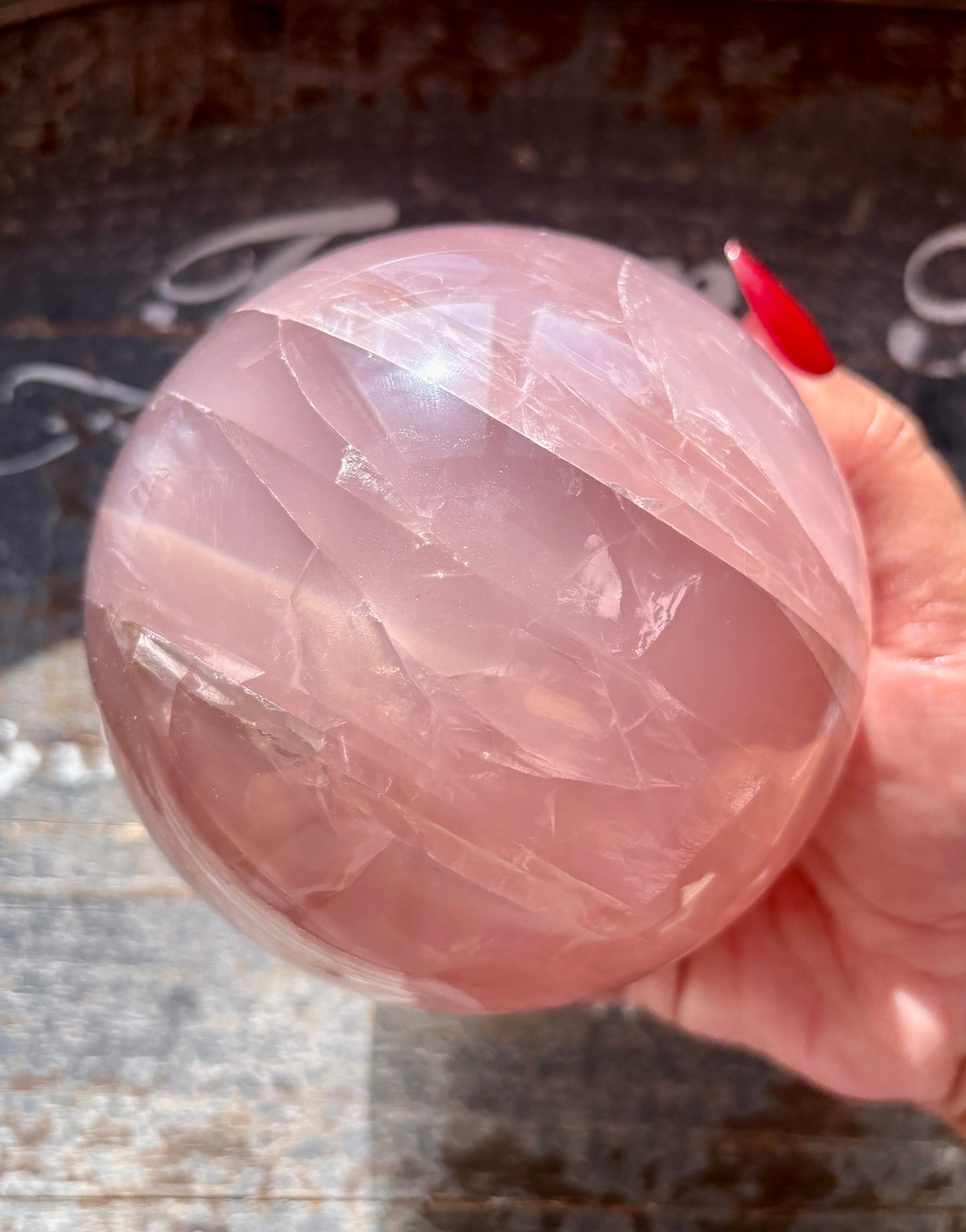 Gorgeous High Grade Juicy Dark Rose Quartz XL Sphere with Star Flash from Madagascar