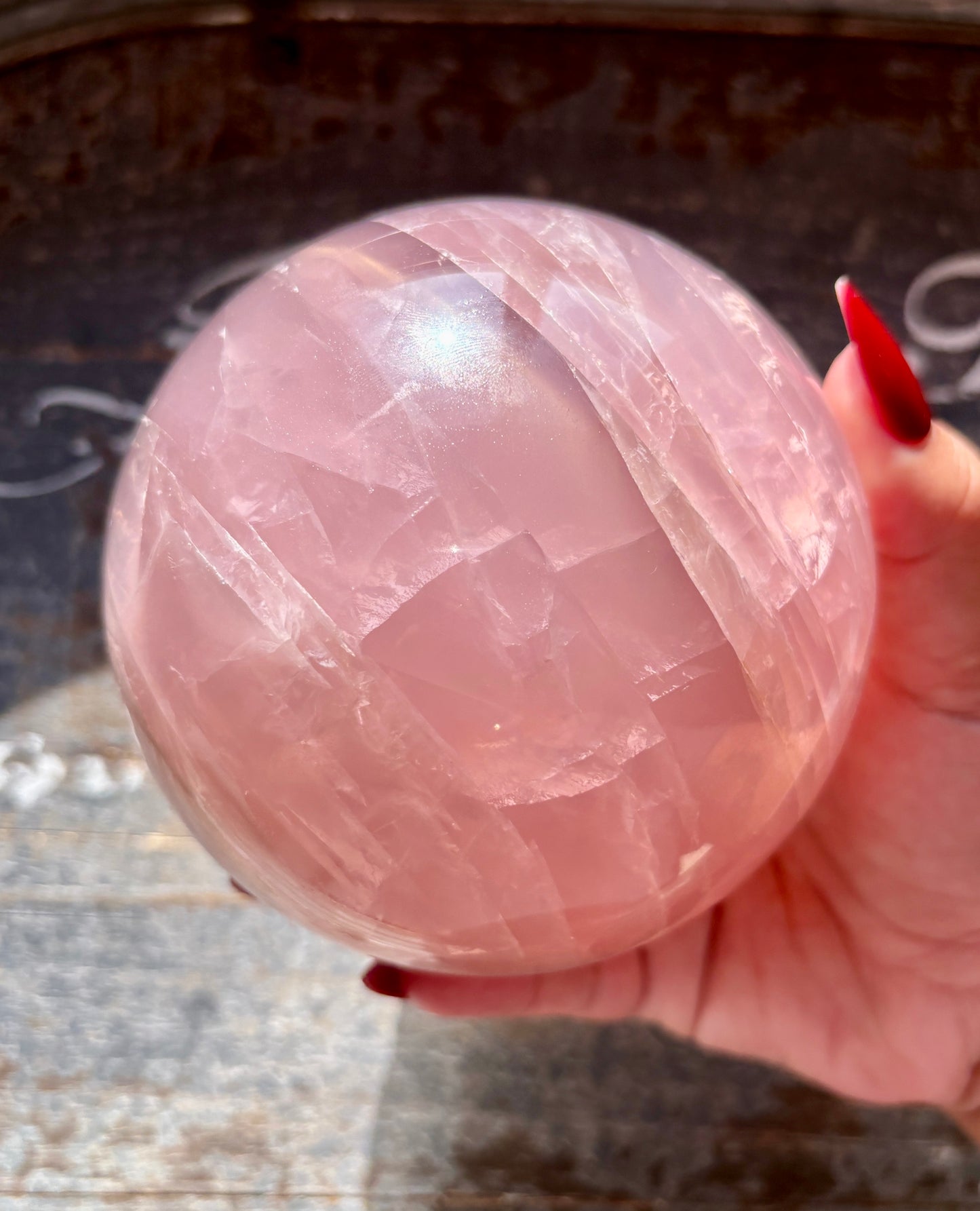 Gorgeous High Grade Juicy Dark Rose Quartz XL Sphere with Star Flash from Madagascar