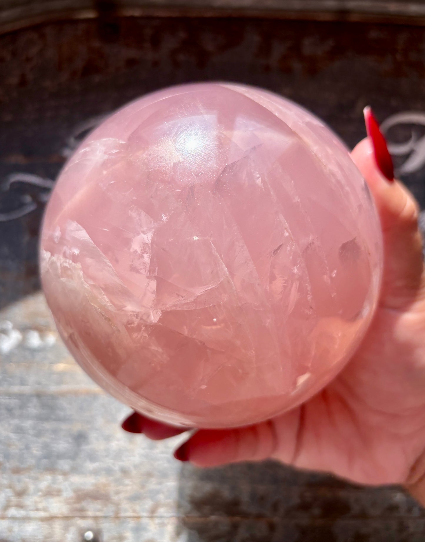 Gorgeous High Grade Juicy Dark Rose Quartz XL Sphere with Star Flash from Madagascar