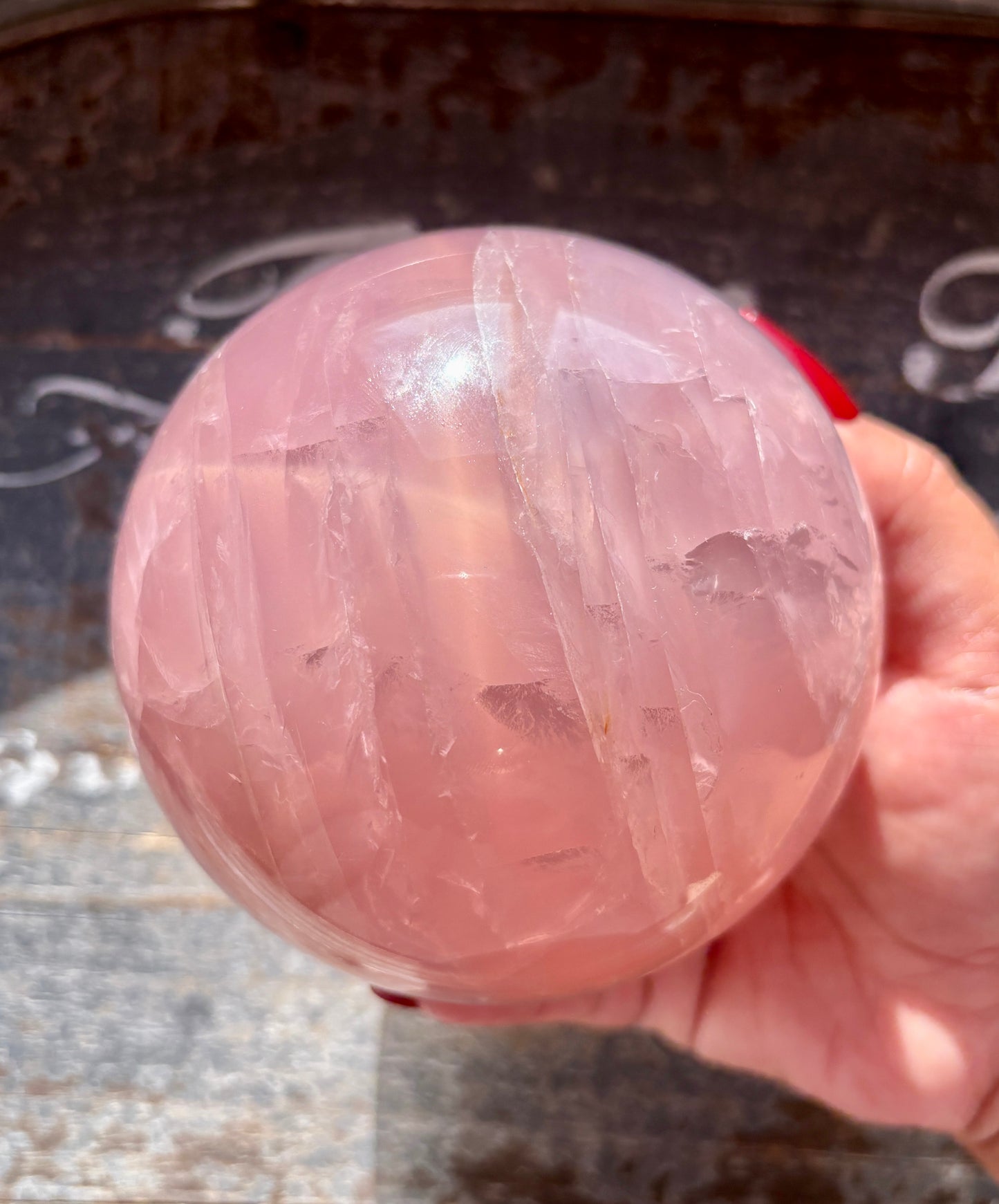 Gorgeous High Grade Juicy Dark Rose Quartz XL Sphere with Star Flash from Madagascar