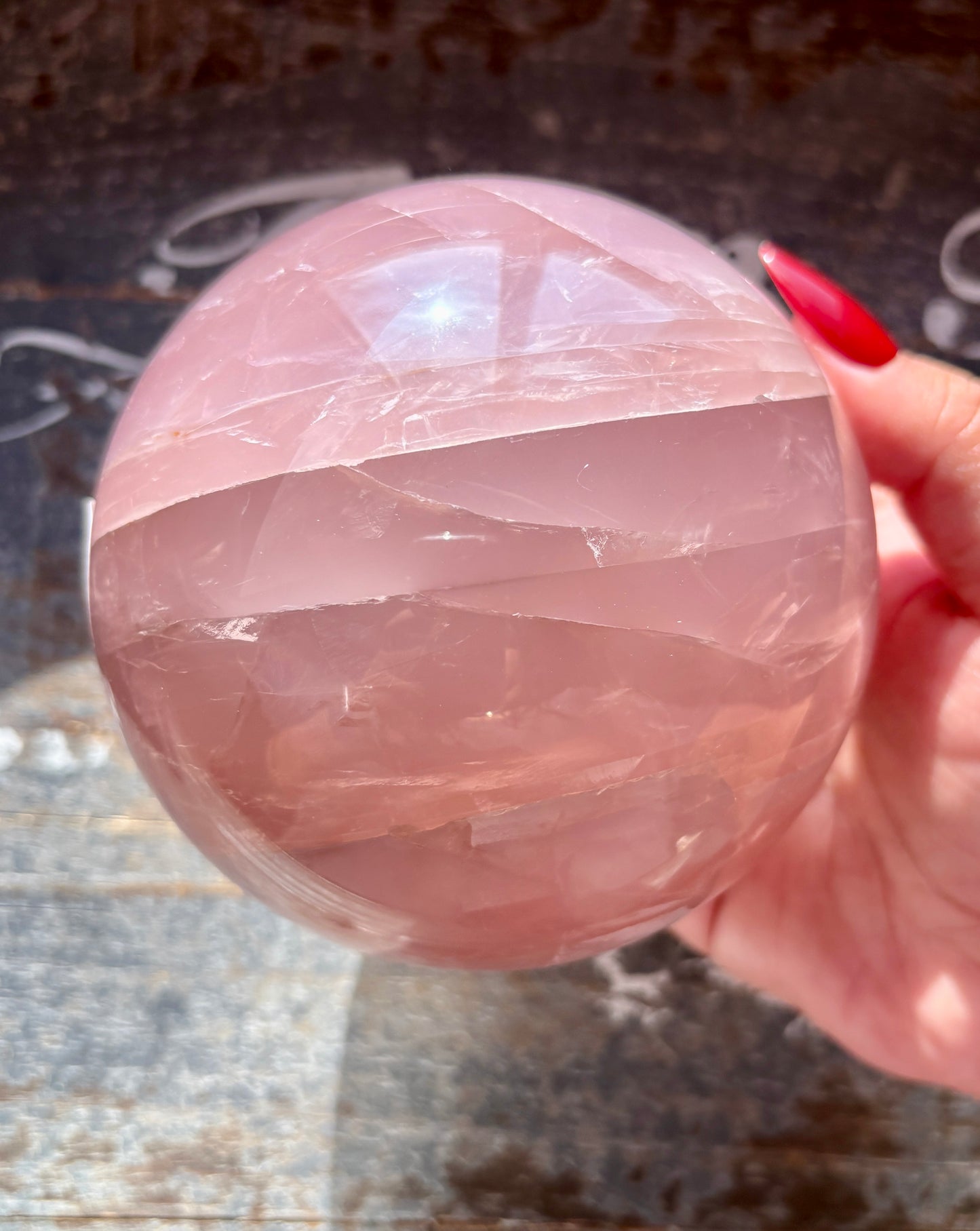 Gorgeous High Grade Juicy Dark Rose Quartz XL Sphere with Star Flash from Madagascar