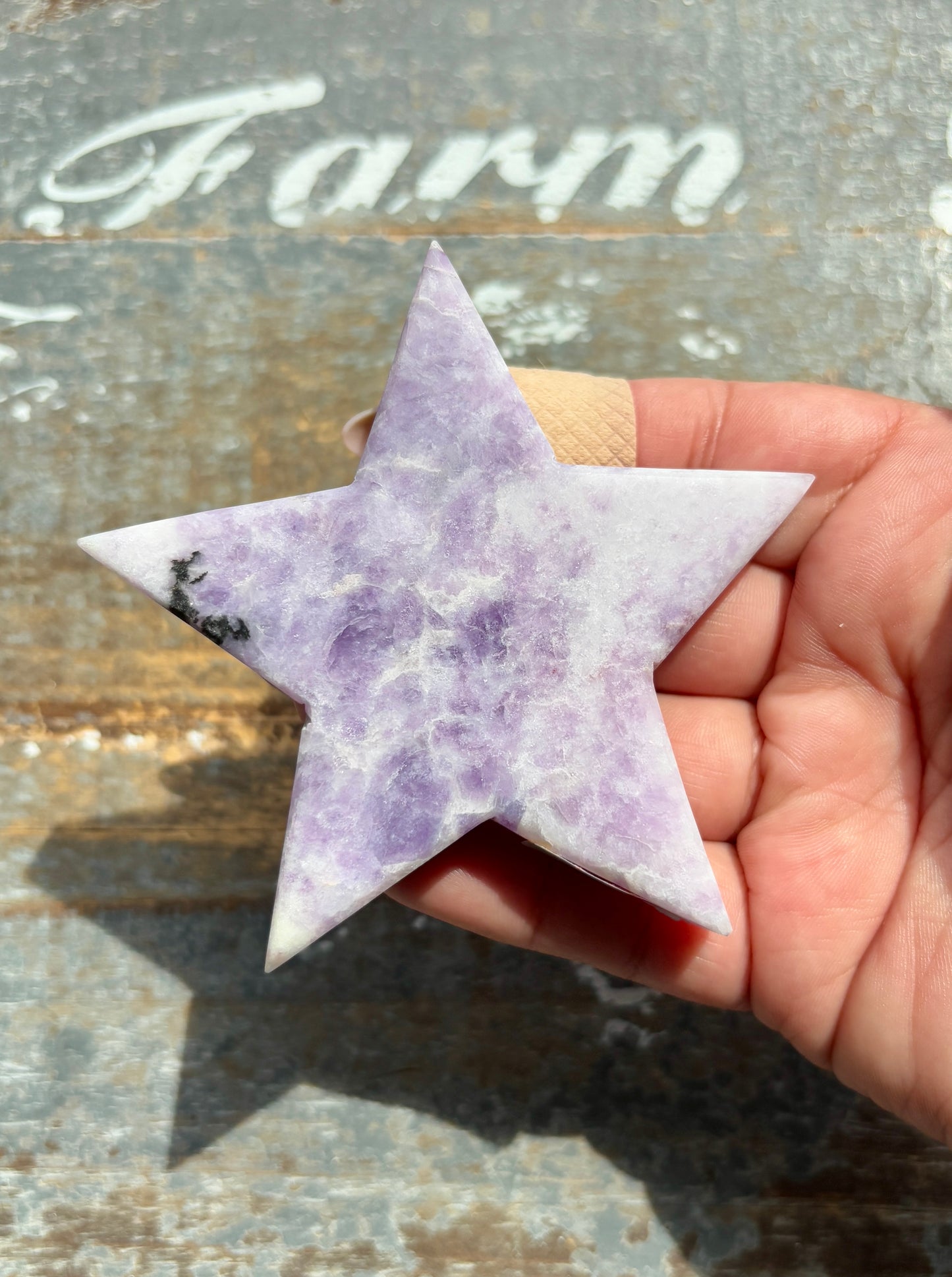 Lepidolite Star with Gold Stand | Opt 1