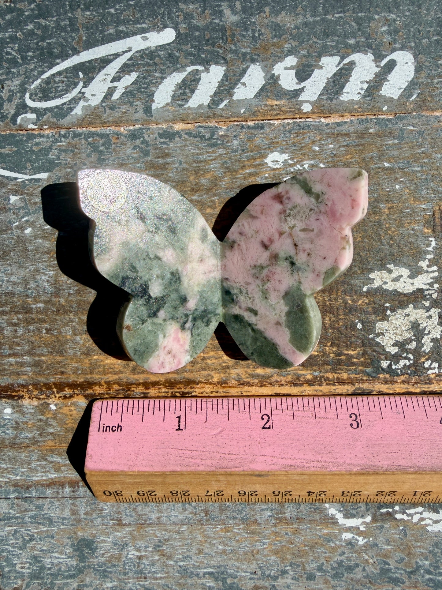 Gorgeous Pink Thulite & Epidote Butterfly | Opt J