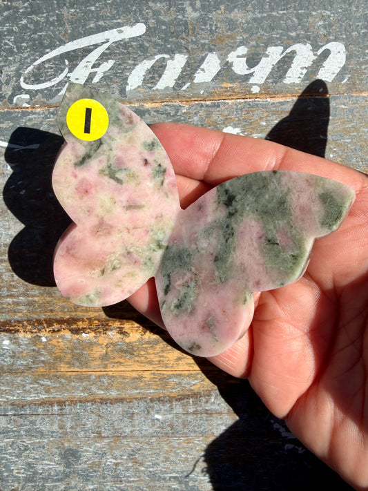 Gorgeous Pink Thulite & Epidote Butterfly | Opt I