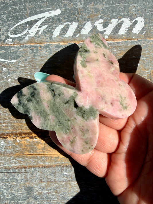 Gorgeous Pink Thulite & Epidote Butterfly | Opt I