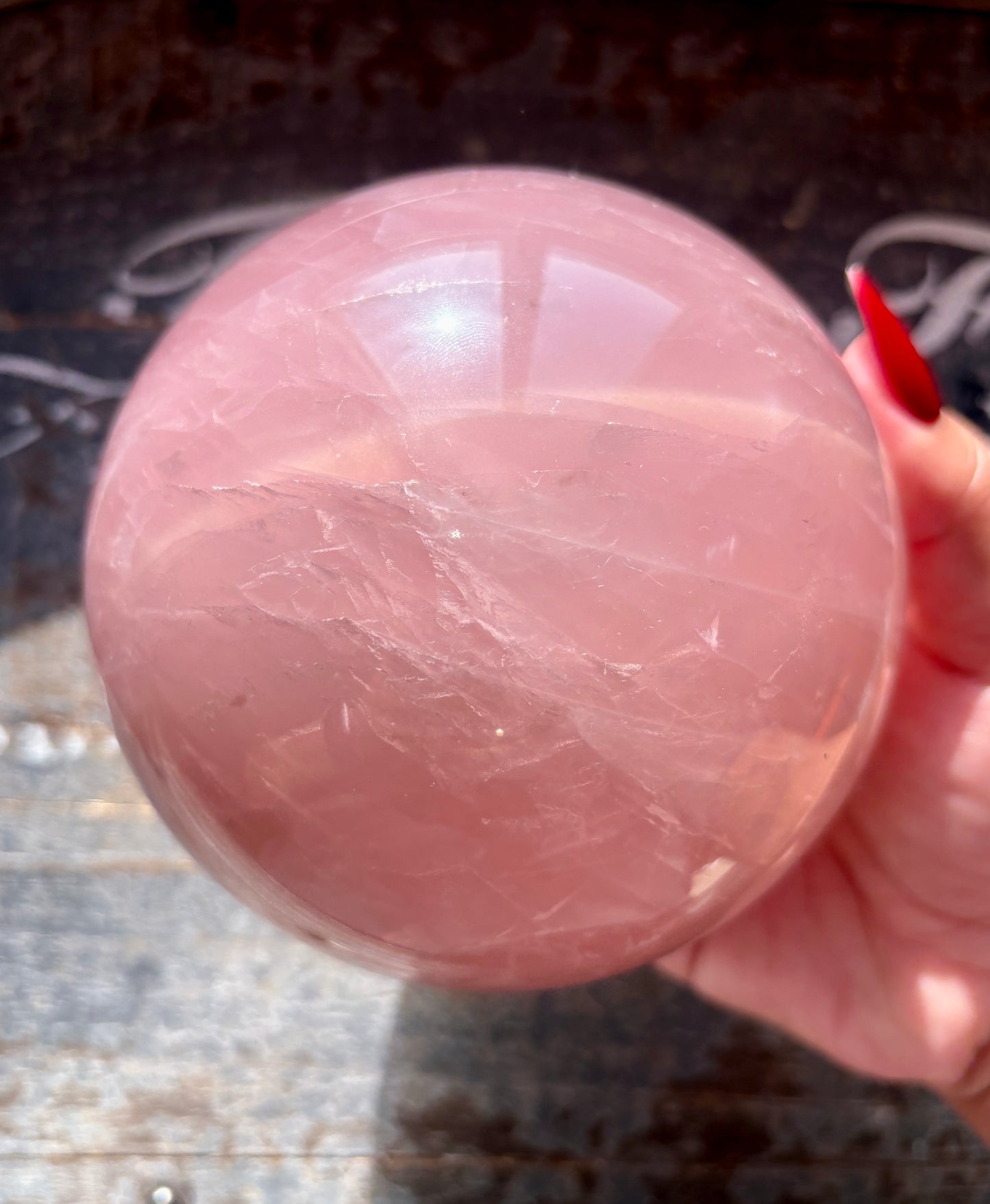 Gorgeous High Grade Juicy Dark Rose Quartz XL Sphere with Star Flash from Madagascar