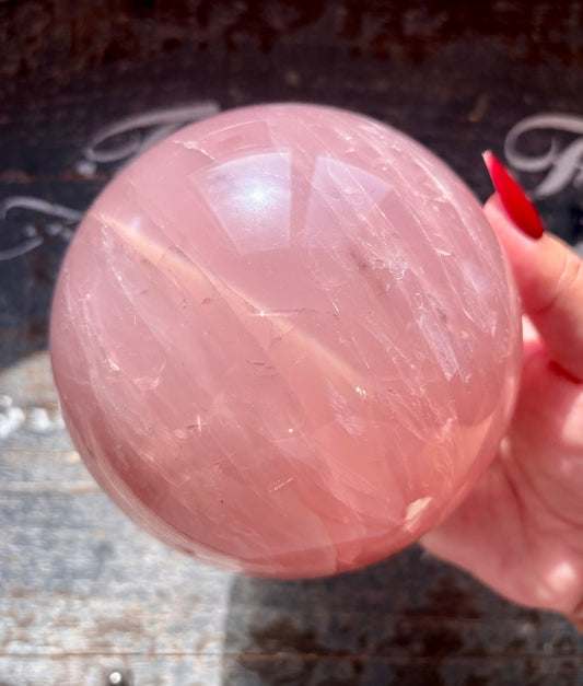 Gorgeous High Grade Juicy Dark Rose Quartz XL Sphere with Star Flash from Madagascar