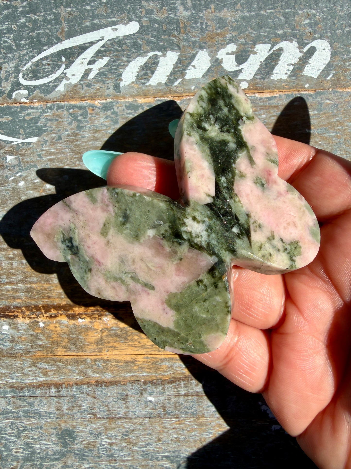 Gorgeous Pink Thulite & Epidote Butterfly | Opt H