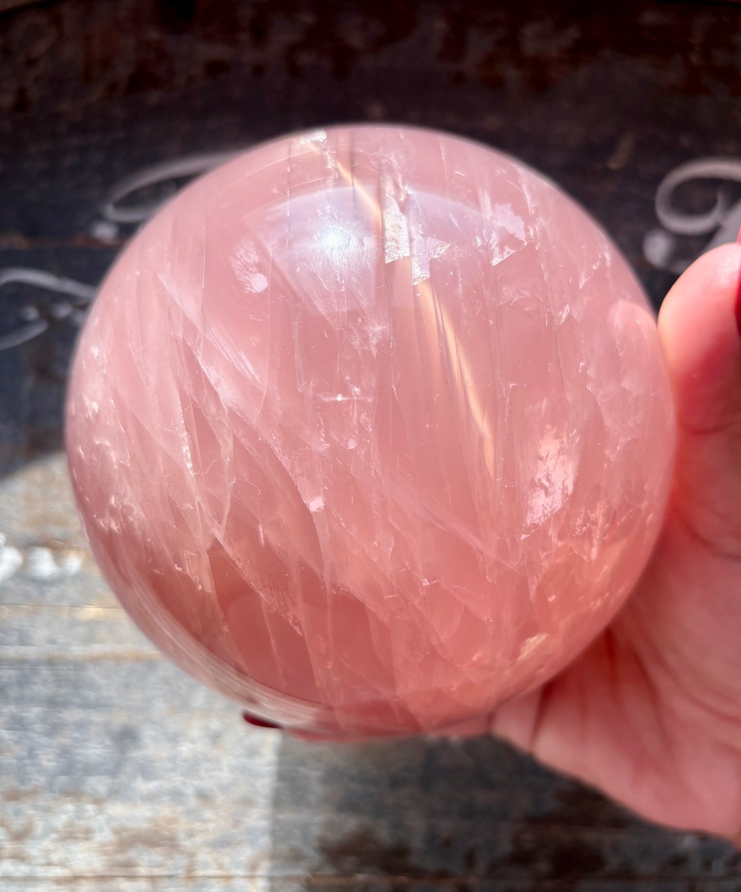 Gorgeous High Grade Juicy Dark Rose Quartz XL Sphere with Star Flash from Madagascar