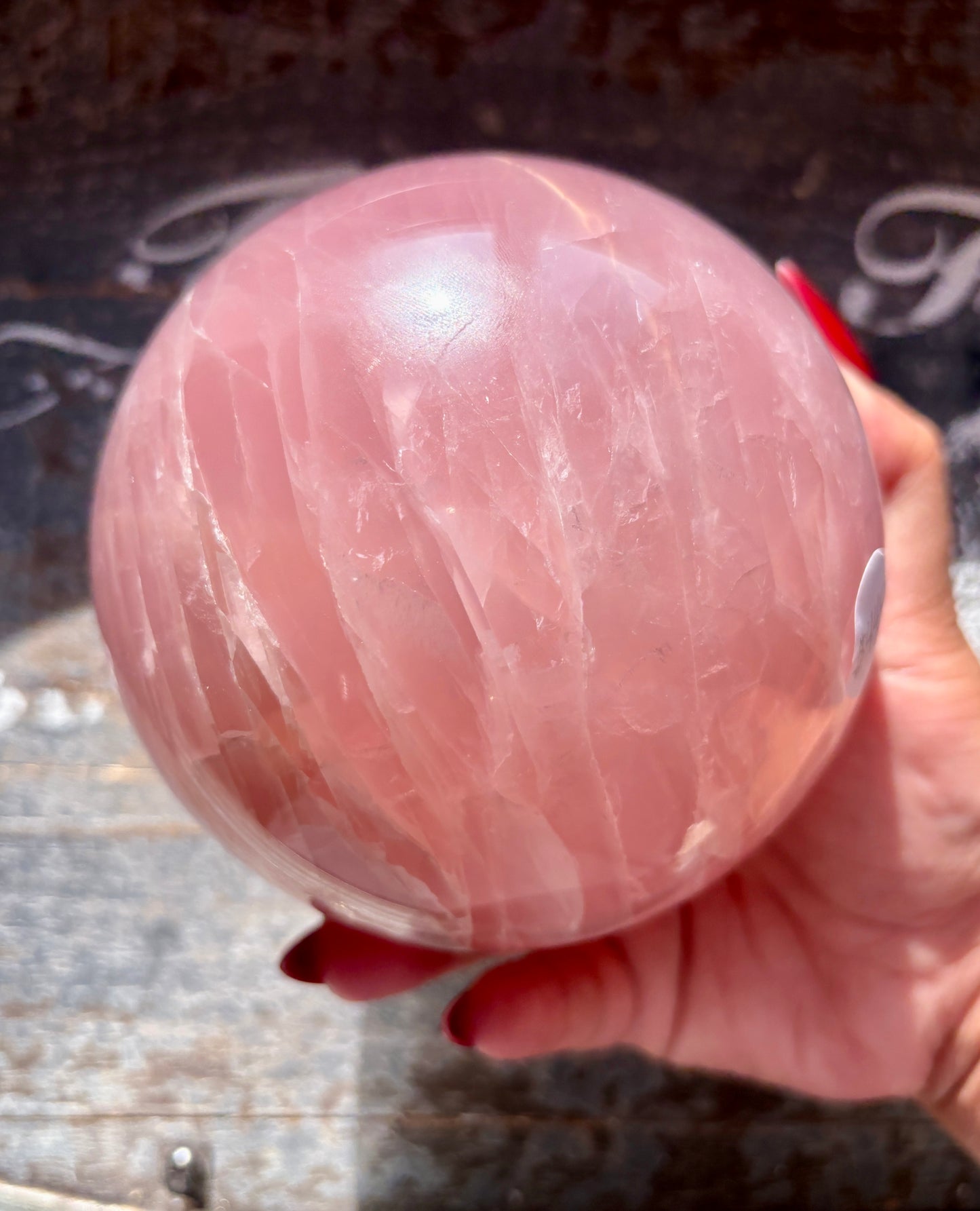 Gorgeous High Grade Juicy Dark Rose Quartz XL Sphere with Star Flash from Madagascar