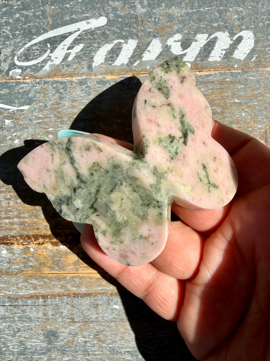 Gorgeous Pink Thulite & Epidote Butterfly | Opt G