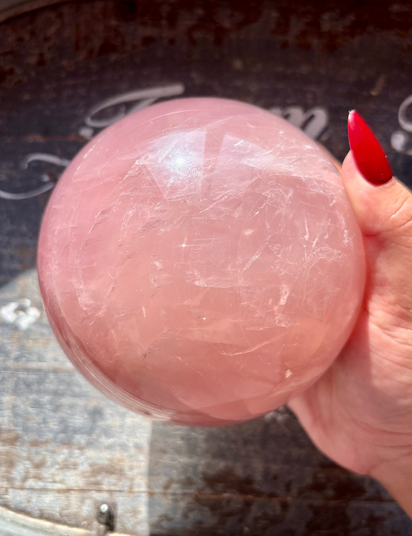 Gorgeous High Grade Juicy Dark Rose Quartz XL Sphere with Star Flash from Madagascar