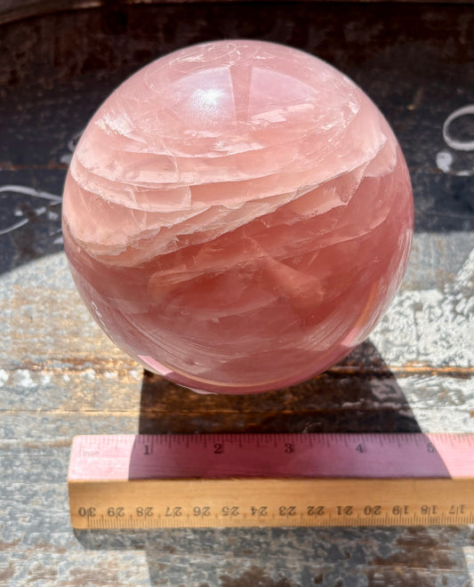 Gorgeous High Grade Juicy Dark Rose Quartz XL Sphere with Star Flash from Madagascar