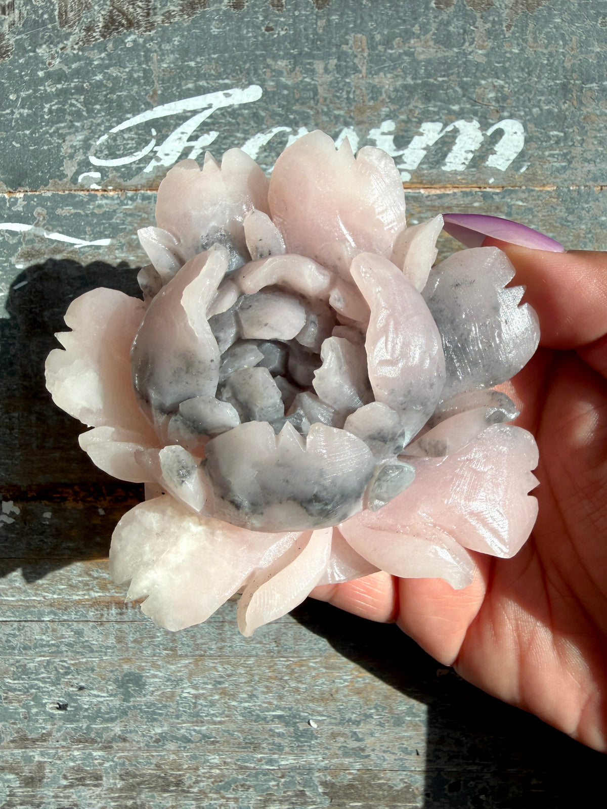 Gorgeous Pink Opal Hand Carved Flower | Opt L