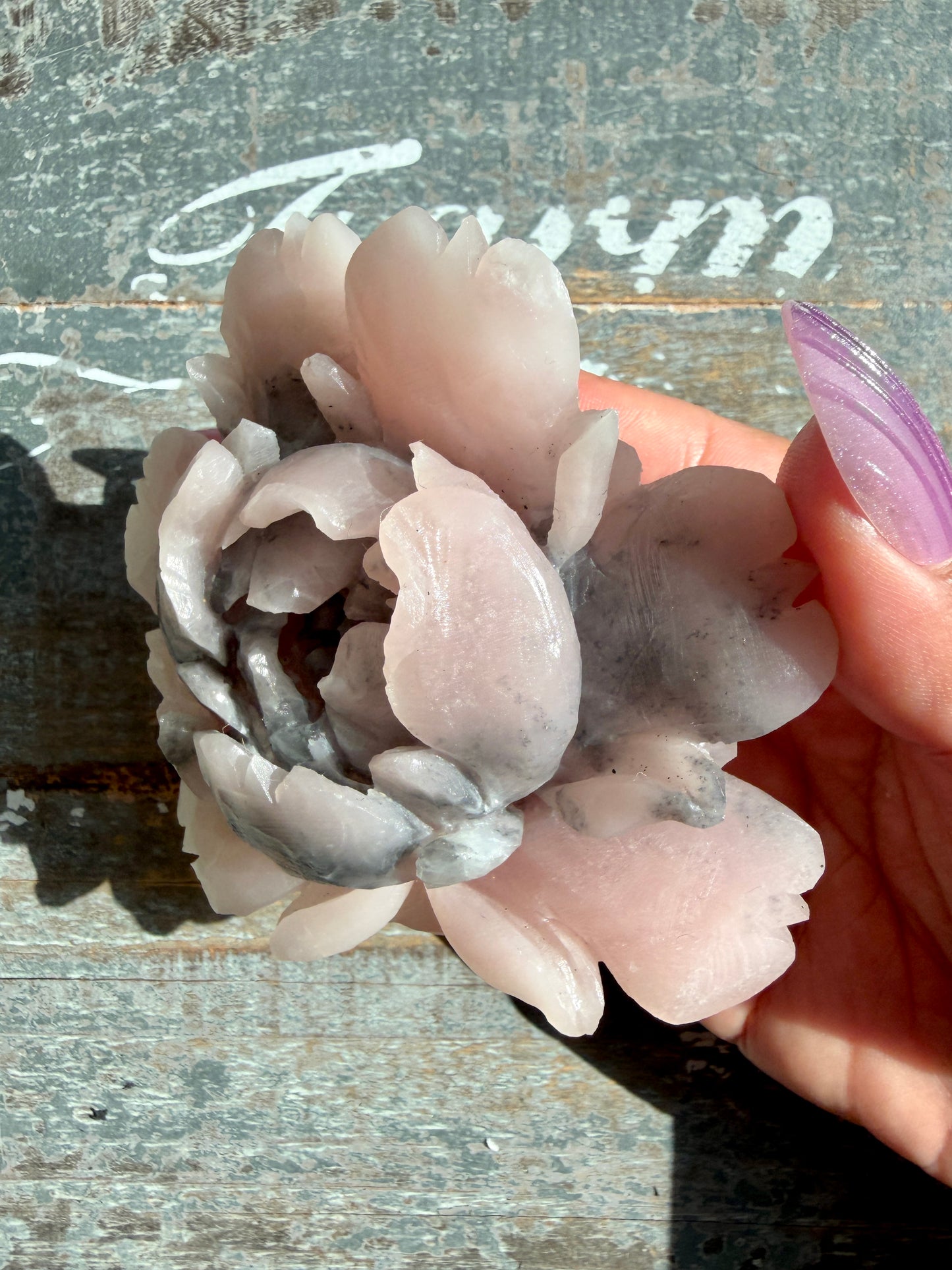 Gorgeous Pink Opal Hand Carved Flower | Opt L