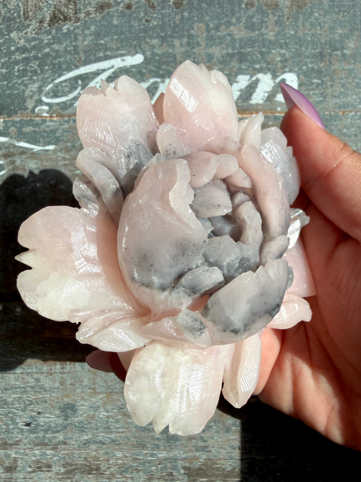 Gorgeous Pink Opal Hand Carved Flower | Opt L