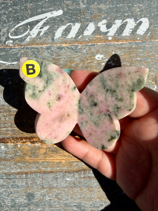 Gorgeous Pink Thulite & Epidote Butterfly | Opt B