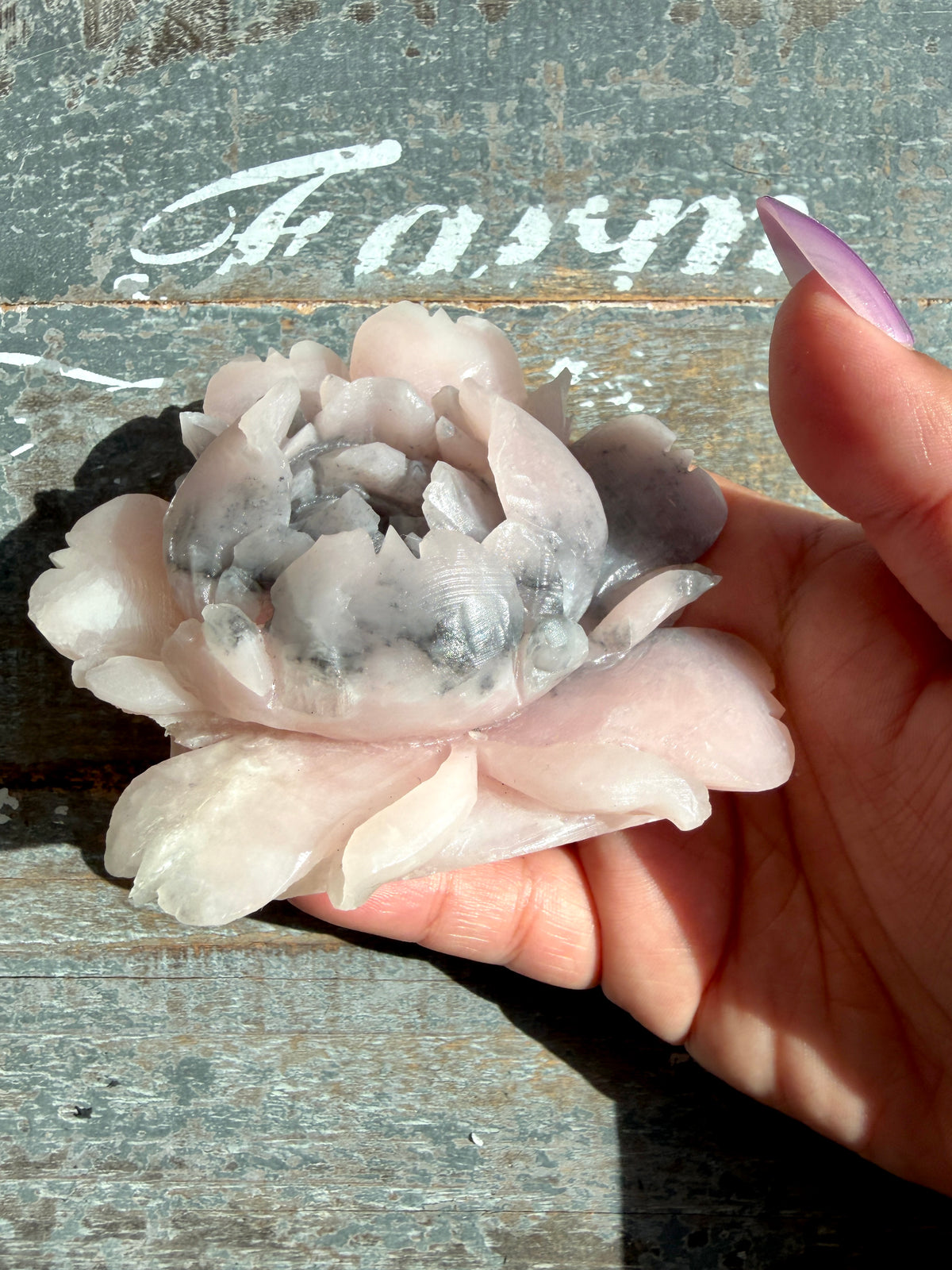 Gorgeous Pink Opal Hand Carved Flower | Opt L