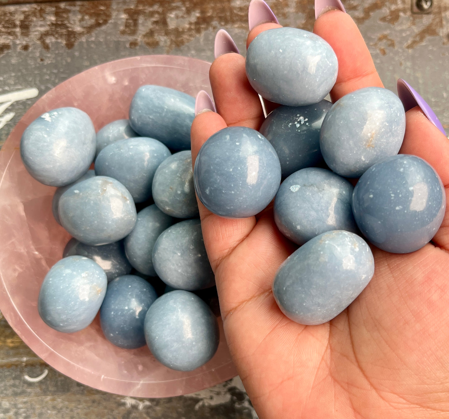 One (1) Gorgeous Angelite Tumble from Peru