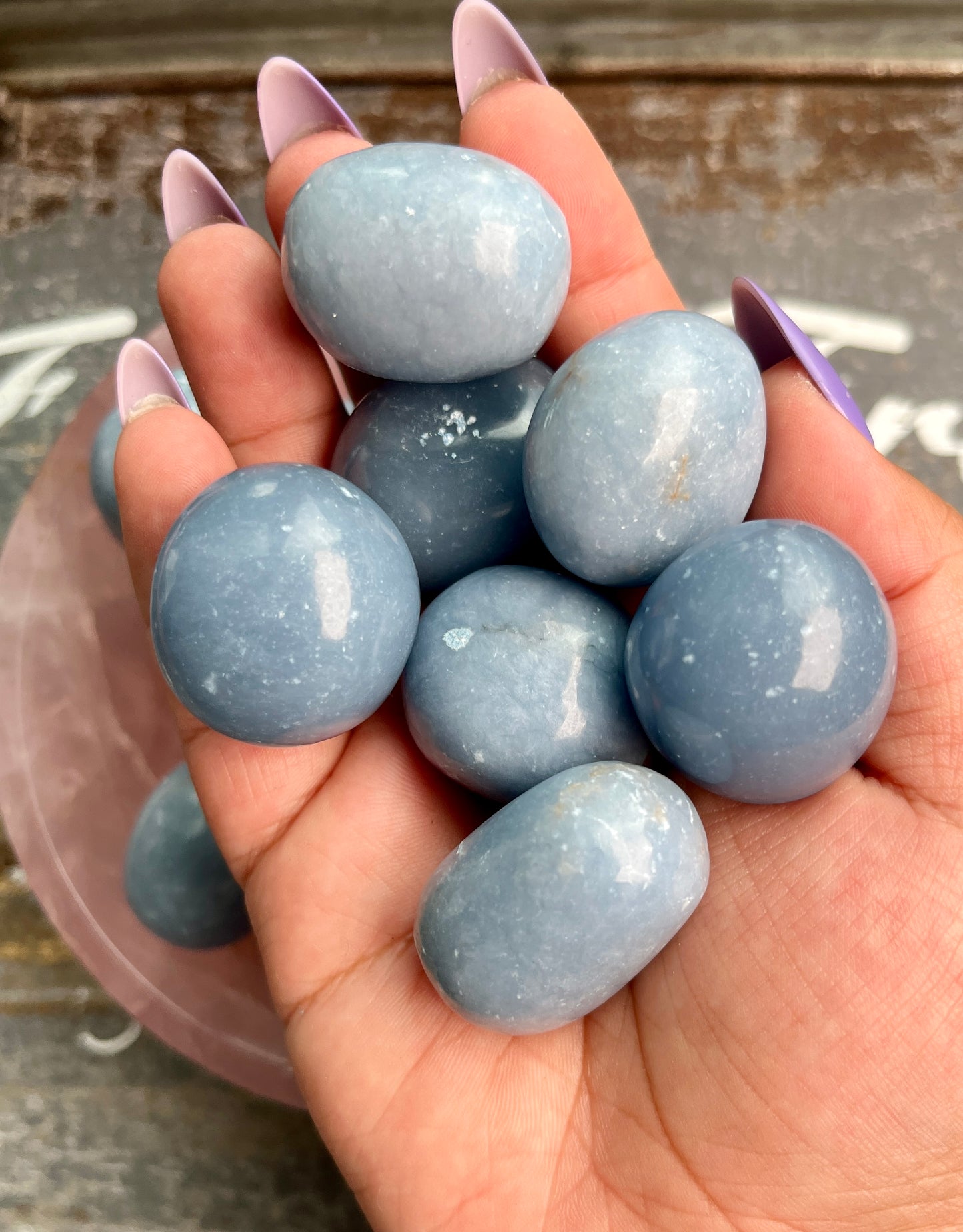 One (1) Gorgeous Angelite Tumble from Peru