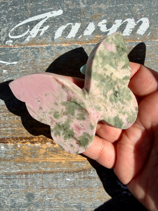 Gorgeous Pink Thulite & Epidote Butterfly | Opt A