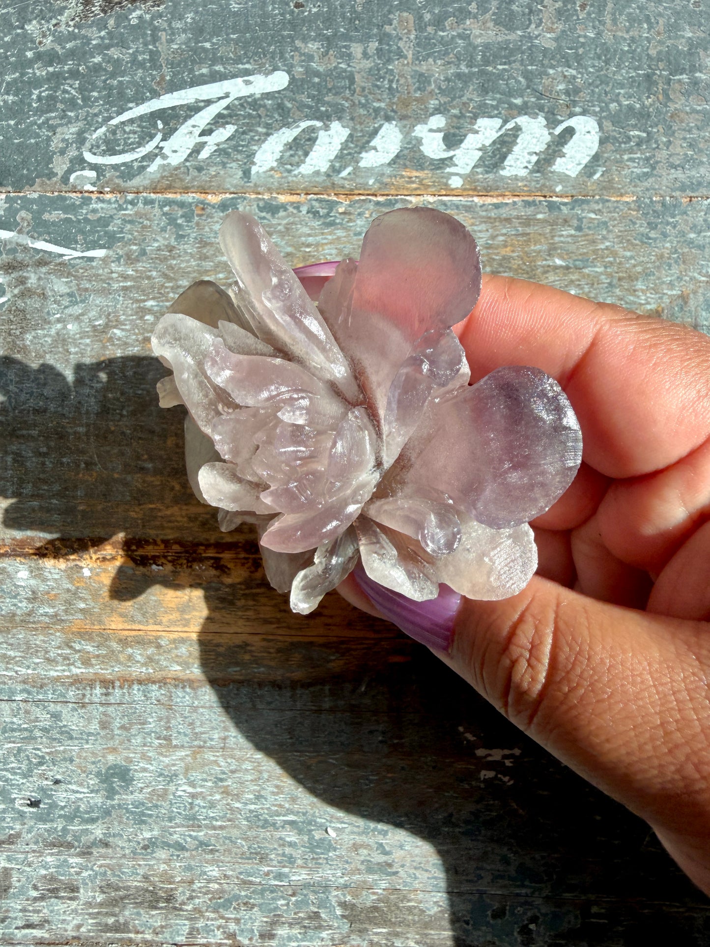 Gorgeous Fluorite Hand Carved Flower | Opt K