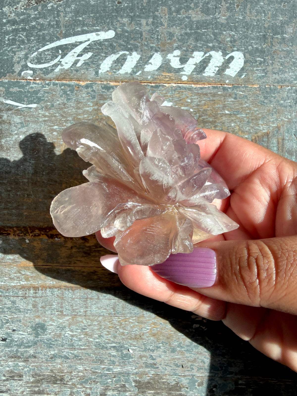 Gorgeous Fluorite Hand Carved Flower | Opt K