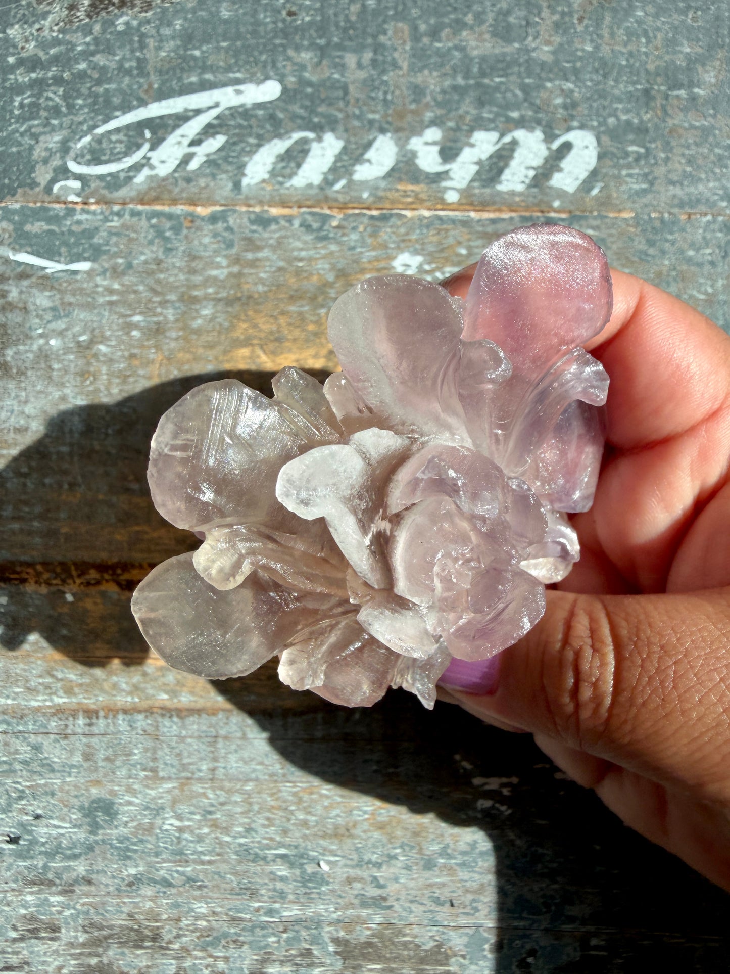 Gorgeous Fluorite Hand Carved Flower | Opt K