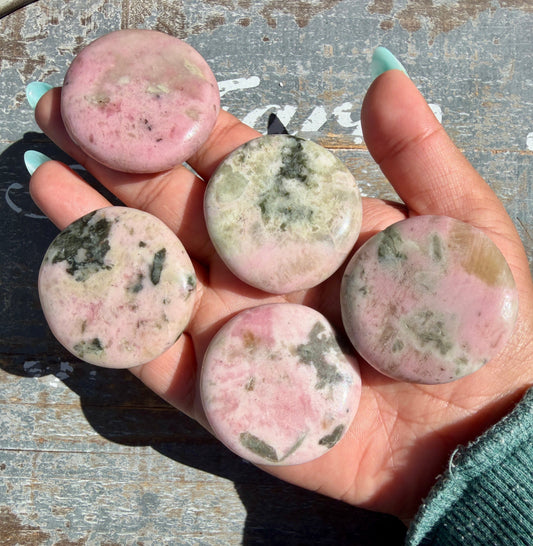 One (1) Gorgeous Pink Thulite & Epidote Medallion | Intuitively Chosen